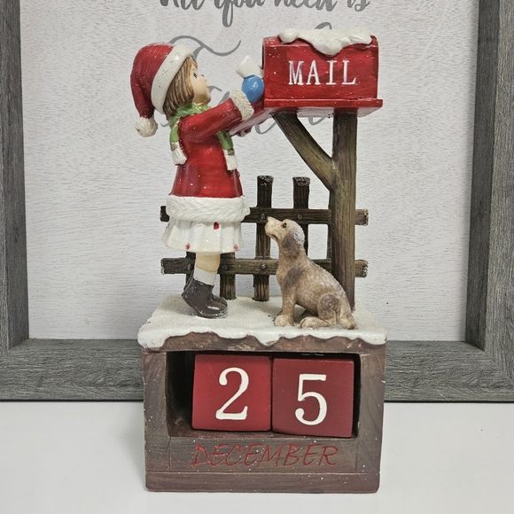 Letter to Santa Girl and her dog Mailbox December Block Calender Decorat… - Picture 11 of 15